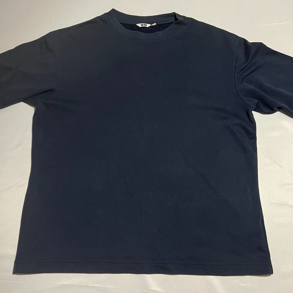 Uniqlo U AIRism Crewneck T-Shirt Men's Size XL Navy Blue Oversized Tee